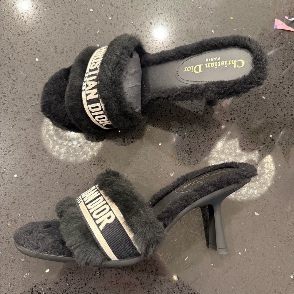 Dior Black Fur Women's Heels
